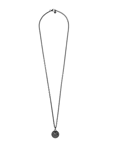 Philipp Plein Collar para hombre de acero inoxidable, colgante redondo 3D de calavera, Acero inoxidable