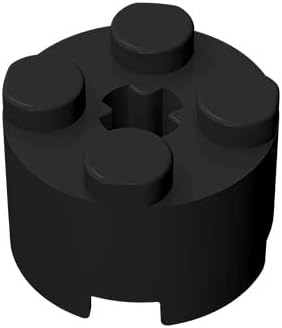 Bloque de ladrillos clásico a granel, redondo de ladrillo 2x2 con orificio para eje, 100 piezas de ladrillo de construcción negro, compatible con