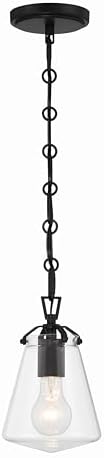 Crystorama Voss 1 Light Matte Black Mini Pendant with Clear Glass Shade