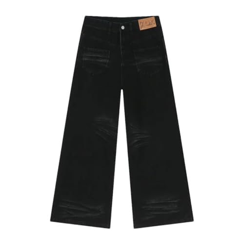 Men's Jeans Reverse Pocket Design Droop Straight Wide Leg Loose Denim Pants Trousers