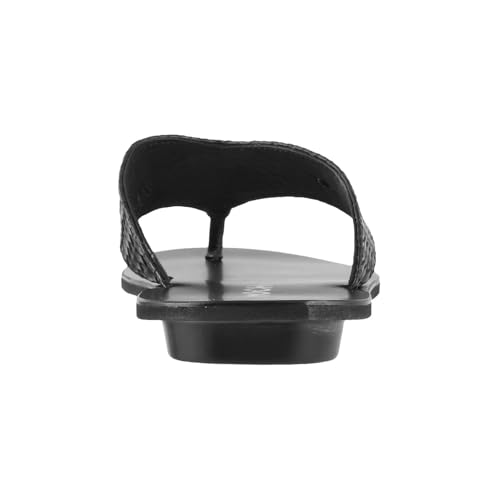 Image of Mochi Men's Black Synthetic Thong Flip Flops with Textured Woven Strap & PU Sole (UK 6 / EU 40)