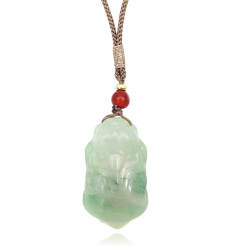 Handmade Natural Jade Stone Pendant Necklace – Healing Jewelry with Chakra Energy, Attract Wealth, Luck & Health, Spiritual Unisex Gift for Prosperity (Good Luck Pixiu)