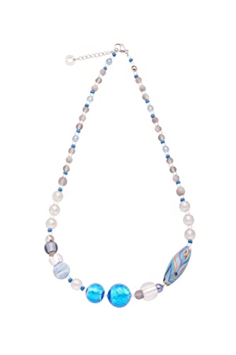 Collier tour de cou ajustable 53/58 cm verre turquoise