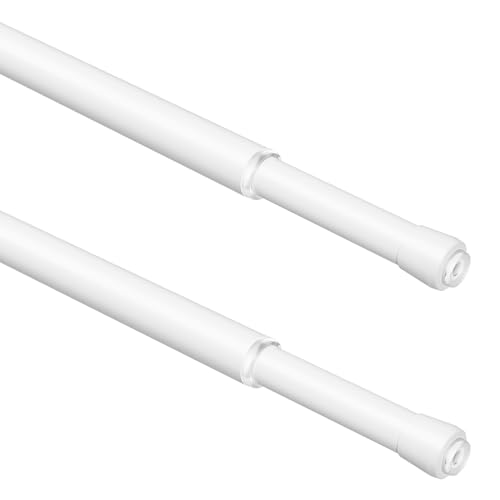 WELDUN 2 barras de cortina de tensión pequeñas, 3 en 1, extensibles, sin taladrar, barra de tensión de resorte de 13 mm de diámetro para ventanas, armarios, estanterías, 42-75 mm