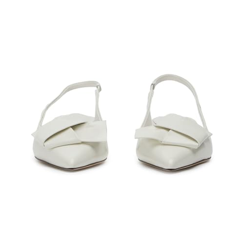 Women's Slingback Low Kitten Heel Pumps with Bow Pointed Toe Slip on Dress Party Shoes4