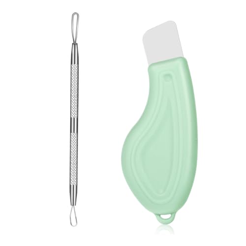 JYNXOR 2 pcs Kit de Removedor de Puntos Negros,Herramientas para eliminar puntos negros, removedor de puntos negros de silicona para la nariz, espátula para Tratamiento de Espinillas Acné Comedones