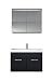 Produktbild Badezimmer Badmöbel Set Paso 02 80cm Waschbecken Hochglanz Schwarz Fronten - Unterschrank Schrank Waschbecken Spiegelschrank Schrank