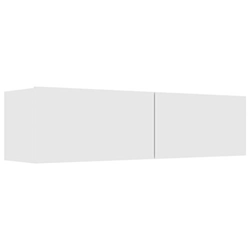 Festnight Mueble para TV de Aglomerado Mesa Flotante para TV Mueble para TV de Pared Blanco Brillante 120x30x30 cm