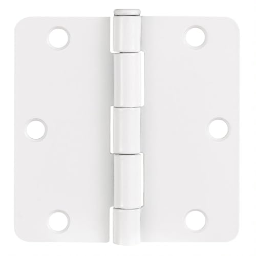 Door Hinges for Interior Doors 6-Pack 3.5-inch x 3.5-inch, Rounded 1/4-inch Radius Steel Door Hinge, Painted White - Image 2