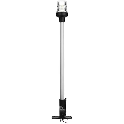 Young Marine 20 inch 3 Nautical Mile White LED Fold Down Boat Stern Light Boat Anchor Light for T-TOP Pontoon and Fishing Boat Navigation Anchor Lights All Round 360° White LED 12-24V (20"-2.5W) Cover