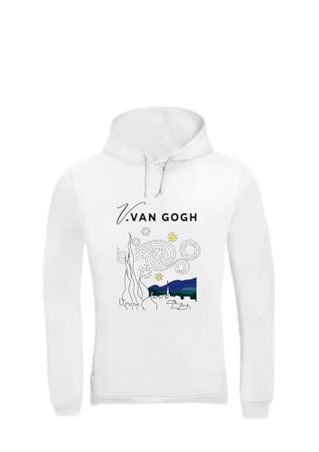 Sweat à capuche Inspire homme Line Art Van Gogh B&Color BCWU33BM blanc XL