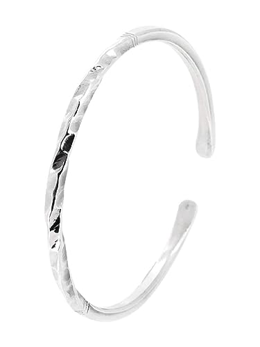 Women's Silver Bangle Bracelet | Classic Twisted Hammered 925 Sterling Silver Bracelet for Women