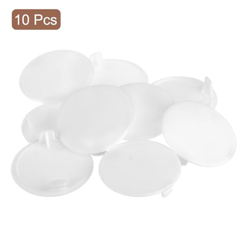 Image of uxcell 10Pcs Hinge Hole Covers, 40mm(1-9 /16 inch) Dia Plastic Concealed Hole Cover Round Flush Type Caps for Furniture Cabinet Cupboard, White