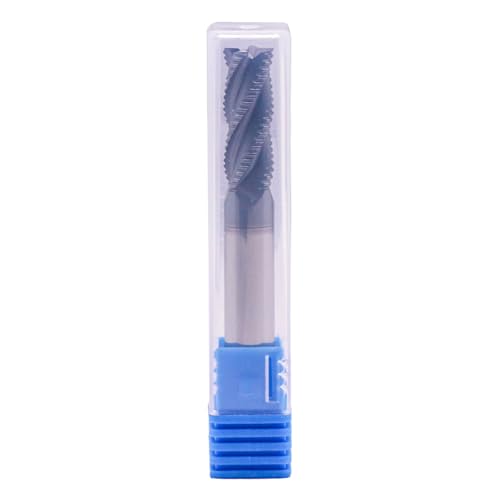 Image of 4 Flute Solid Carbide Roughing End Mill(1Pc, 5 /16 inch), ALCrSiN Nano Coated | 35 Helix, 5 /16 inch Cutting Dia, 5 /16 inch Shank Dia, 13 /16 inch LOC, 2-1 /2 inch OAL, for Milling Alloy Steel, Carbon Steel, Cast Iron