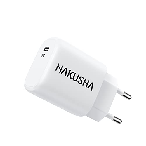 HUKUSHA Caricabatterie USB C, PD 20W USB Tipo C Caricabatterie rapido Alimentatore certificato MFi per iPhone 13 Pro Max,12 Mini,11 Pro,XS,X,Android Samsung Galaxy S21 Ultra,Huawei P50,Realme,Xiaomi