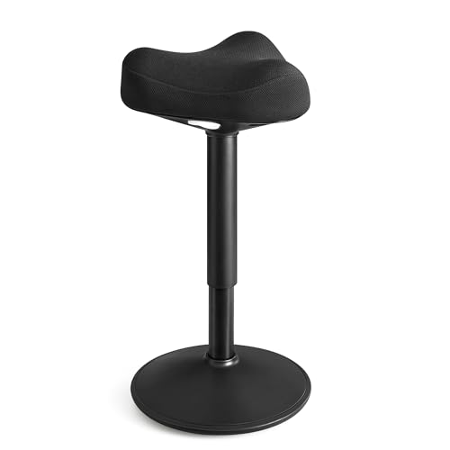 SONGMICS Hocker, Stehhocker um 360° neigbar, Schreibtischstuhl, höhenverstellbar 58-83 cm, großer Sockel, Anti-Rutsch, modern, schwarz OSC008B01