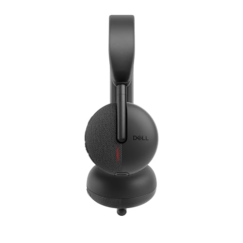 Image of Dell WL3024 Wireless Headset - Leatherette Headband, Built-in AI-Based Noise Cancellation Microphone, Boom mic - Black | AI Up-Link Noise-Canceling Mic, Bluetooth 5.3, Leatherette Headband and Memory-Foam Cushions, Up to 411 Hrs Listening
