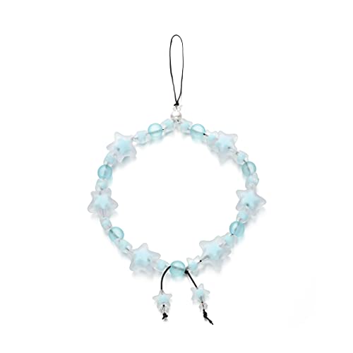 Fechdoo Handmade Wrist Strap Cute Phone Chain, Anti-Lost Lanyard Beaded Chain, Phone Charm Accessories Blue Lightweight Fashion