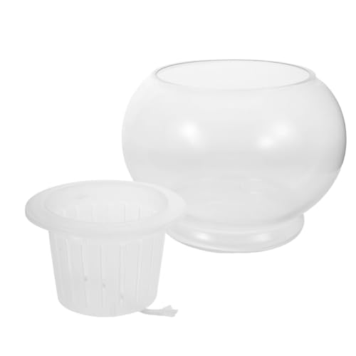 iplusmile Vase Hydroponique Verre Rond Pot Auto-arrosant Transparent pour Plantes Intérieur Décoration Élégante pour Bureau et Salon