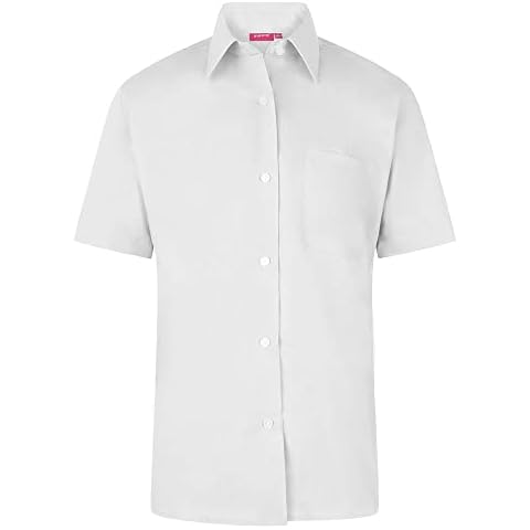 Twin Pack Girls School Shirt Uniform Short Sleeve White Light Blue for Age Years & S - XL, 13-14 Years Cover