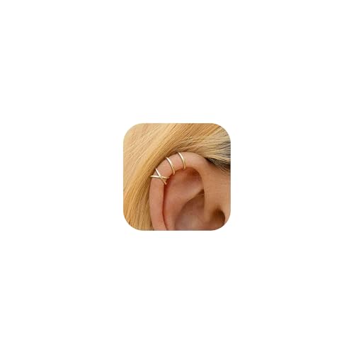 Gold Ear Cuff Earrings for Women Gifts Trendy Stuff Chunky Ear Cuffs Non Piercing Clip On Cartilage Earrings Helix Fake Earring Jewelry Christmas Gifts Stocking Stuffers