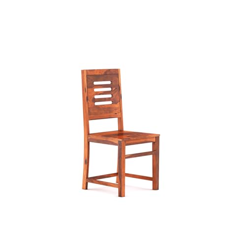 Image of WOODSTAGE Solid Sheesham Wood 4 Seater Round Dining Table Set with 4 Chairs | Elegant Wooden Furniture for Home, Kitchen, Hotel, Dining Room, Living Room and Hall (Natural Honey)