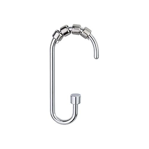 Splash Home Rev Duschvorhanghaken, rostbeständig, Aluminium, Rollng-Haken, Badezimmerzubehör, für Vorhänge und Stange, 12 Haken - Chrom Cover