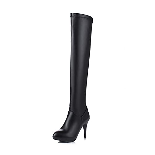 Bottes élastiques au dessus du genou avec talons de 10cm et ajustement stretch