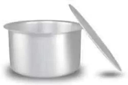Image of Aluminium Patila /Bhagona /Tapeli with LID (Silver, 10 L)
