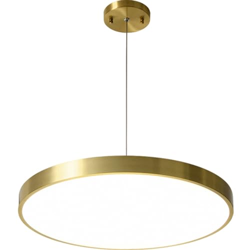 Lustre à trois tons anti-éblouissement, suspension disque en cuivre pour salon