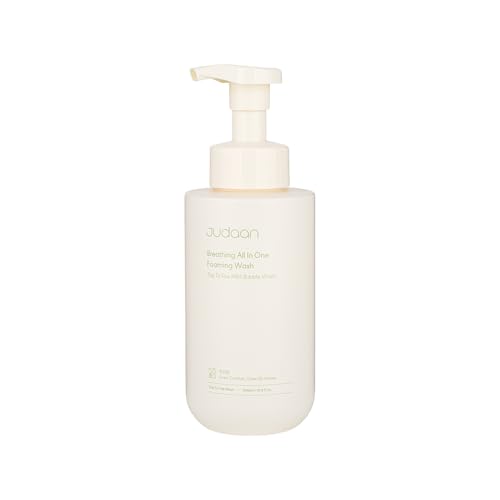 JUDAAN Breathing All-in-One Foaming Wash, Gentle Facial Cleanser & Body Wash, Deep Pore Cleansing Foam for Sensitive Skin, Hydrating Daily Face Cleanser, 500ml / 16.9 fl oz