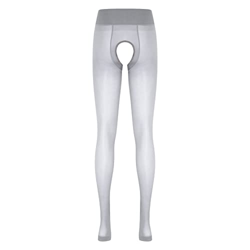 YiZYiF Women's Glossy Hollow Out Footed Tights Oily Shiny Pantyhose 8D Sheer High Waist Stockings3