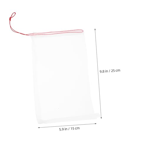 CIYODO 100pcs Fish Tank Bag Polyethylene Mesh Pouch Easy-Pull String for Cleaning