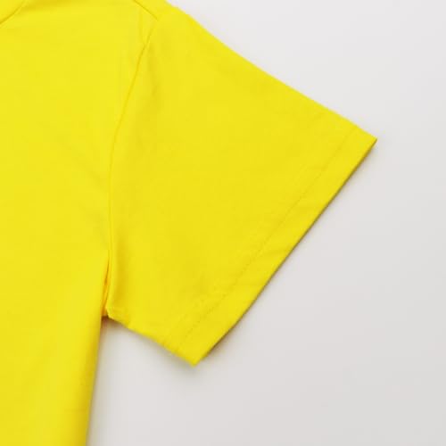 Image of Girls Short Sleeve Tees Summer Crewneck T-Shirts Kids Cotton Soft T-Shirts Top,Pack of 3,Style YPP09, Pack of 3, Small, Yellow /Purple /Pink