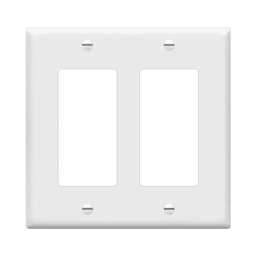 ENERLITES Decorator Light Switch or Receptacle Outlet Wall Plate, Gloss Finish, Size 2-Gang 4.50" x 4.57", Unbreakable Polycarbonate Thermoplastic, UL Listed, 8832-W, White