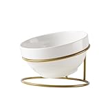 Gatuida Neigbarer Keramik futternapf mit Stabilem Metallständer Rutschfester Katzen Hundebar Ergonomisch Geneigt für Gesunde Haltung Geeignet für Kleine Haustiere Einfache Reinigung und