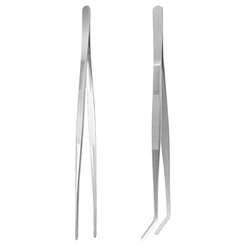 2 pinzas de cocina, pinzas de cocina de 30 cm, pinzas de barbacoa de acero inoxidable, pinzas curvas, pinzas para carne, pinzas de carne para asar, hornear, servir, pinzas de cocina, herramientas de