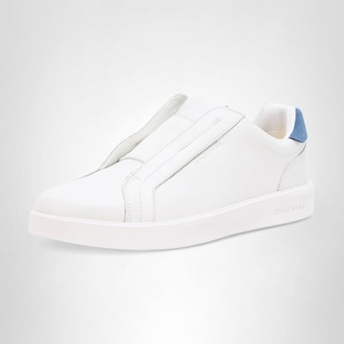 Cole Haan Cole Haan Women's Grand Crosscourt Luxe Slip On Sneakers, White Leather/Moonlight Blue Suede, 7-B US