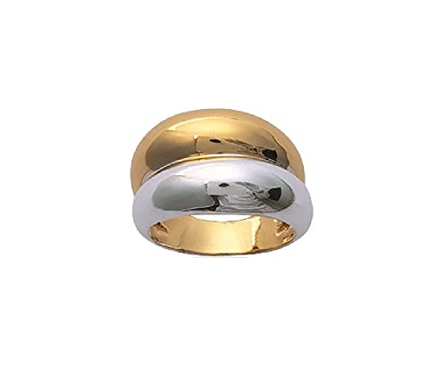 Bague double jonc ciselé plaqué or 750/000 bicolore taille 60 sans nickel