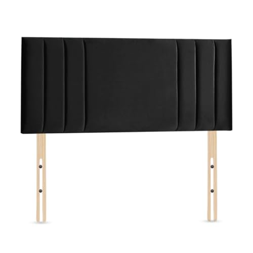 Elixir RIO 3 Divan Bed Headboard | Plush Velvet Fabric Headboards for 2ft6 Small Size Bed Frame | Elegant design with wooden material headboards for beds (Black, 2ft6 Small Height-20inch)