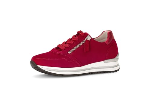 Gabor Damen Low-Top Sneaker, Frauen Halbschuhe,Wechselfußbett,Komfortable Mehrweite (H),Strassenschuhe,Rubin/Rosso(perf.),39 EU / 6 UK