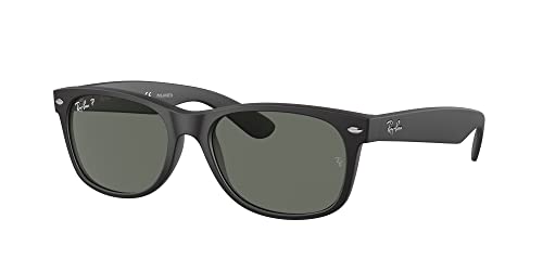 Ray-Ban RB2132 Sunglasses Bundle: RB 2132 NEW WAYFARER 622/58 New Wayfarer Rubber Black Pola and Eyewear Cleaning Kit