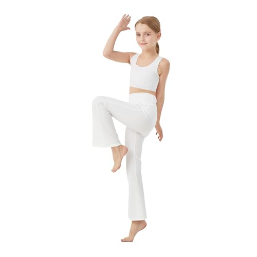 Danzcue Girls High Waisted Leggings Kids Yoga Pants Athletic Activewear Youth Bell Bottoms Casual Pants3