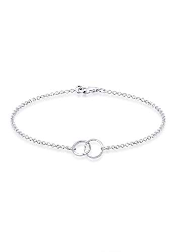 Bracelet femme tendance en argent sterling 925 aux anneaux entrelacés durables