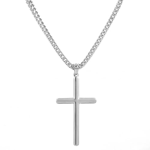 Image of Peora Fancy Cross Pendant with Cuban Chain Fashion Jewellery Gift for Men & Women