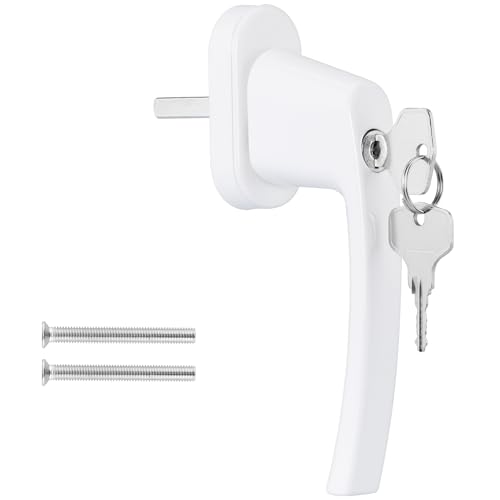 kwmobile Fenstergriff abschließbar - Fensterverriegelung mit Knopf und Schlüssel - Fensterschloss - Fenster Kindersicherung - Sicherheitsfenstergriff - 1 Stück - Weiß