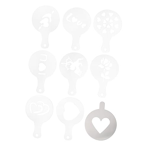 Genérico 9 Piezas plantillas de san valentin Dispensador arte del café tarteras para tartas plantillas decorativas plantillas para hornear bricolaje molde para hornear café el plastico