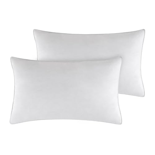 SleepMan Throw Pillow Inserts 16 x 26 (Pack of 2 White) Down Feather Pillow Stuffer Premium Decorative Pillows for Sofa Couch Bed