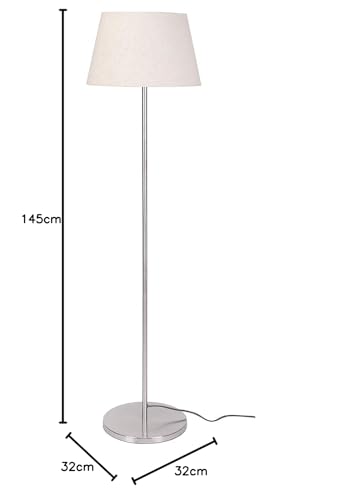 Image of Woodies & Whimsy Antique Brass Finish Standing Lamp with Fabric Shade for Living Room Bedroom Corner Decorative Lighting