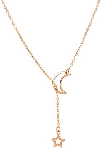 Colar feminino dourado com pingente de estrela da lua doce durável e prático